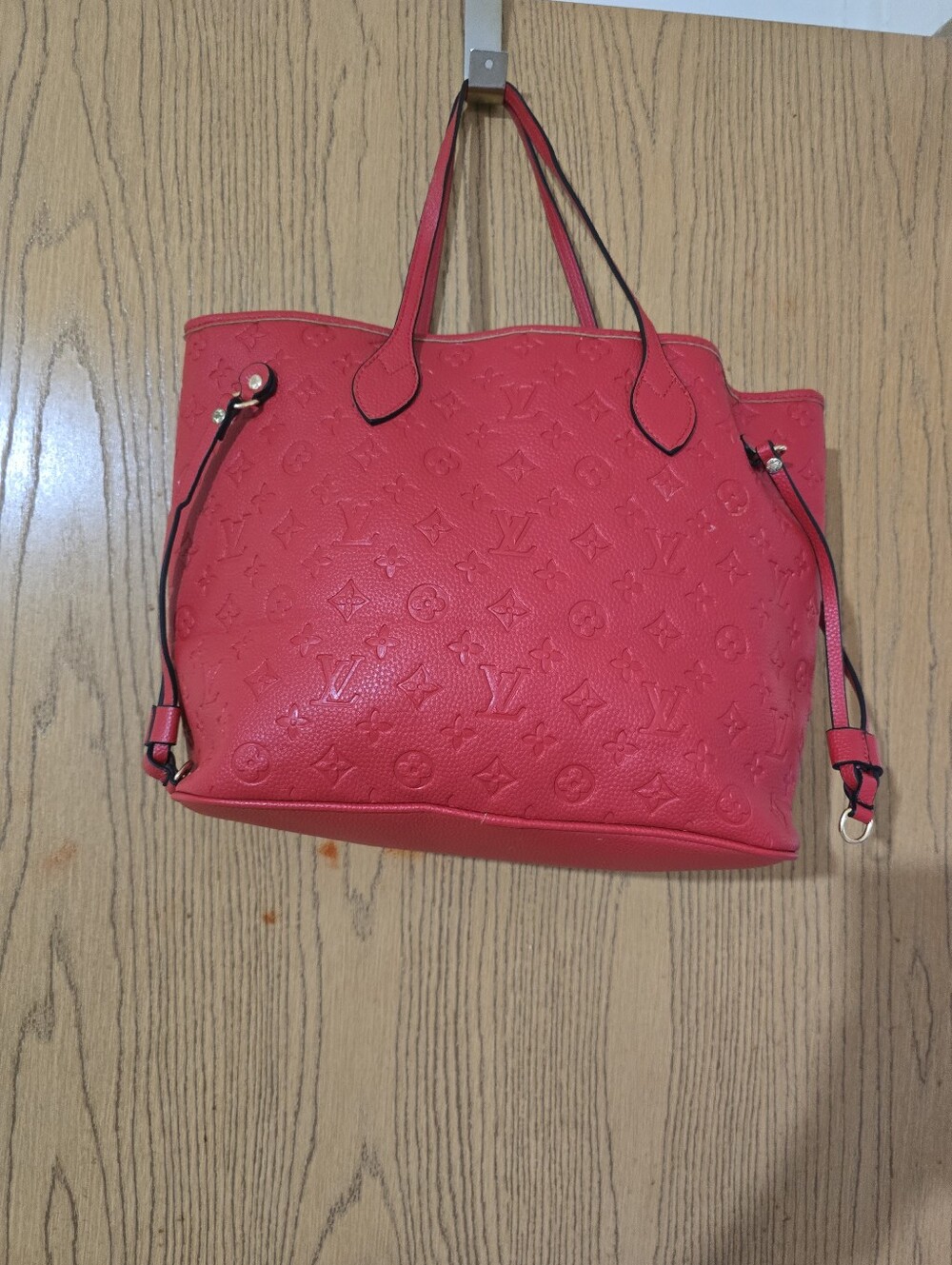 Red Faux Leather Tote Bag No Brand - Picture 3 of 8